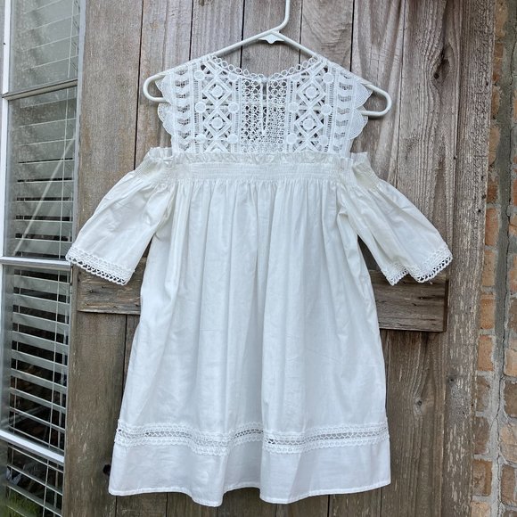 NWOT "COLD SHOULDER" White Eyelet Lace Tank Boho Blouse sz S (no brand) - Picture 2 of 6